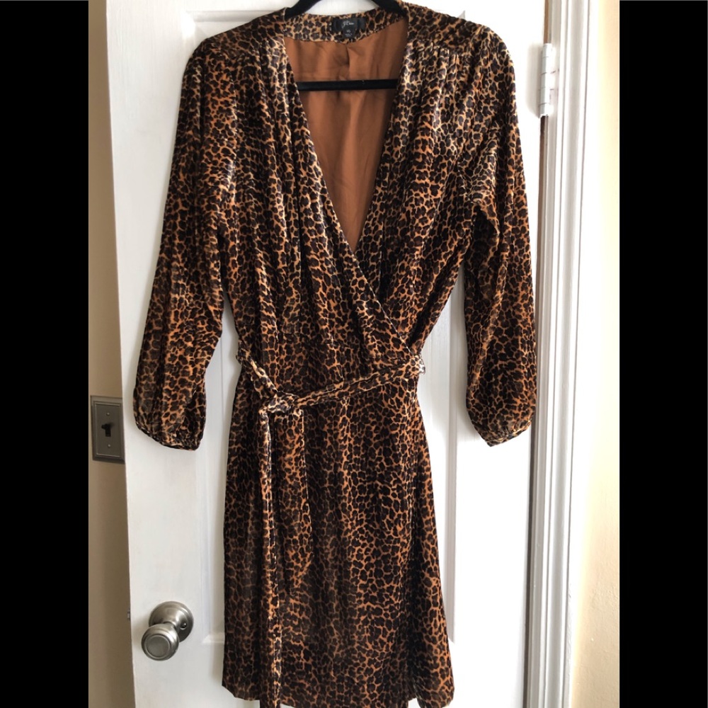 Leopard print velvet dress